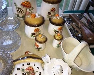 VINTAGE SEARS ROEBUCK SET OF MERRY MUSHROOM CANISTERS