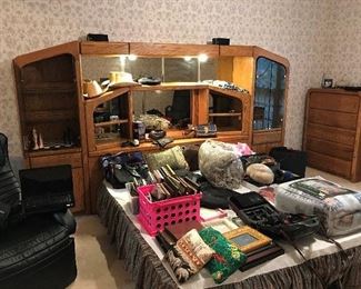 King Suze Bed, with lights, drawers, cabinets, shelves.  Drawers Under bed also.  