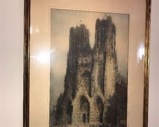 REIMS CATHEDRAL  FRAMED PAINTING
