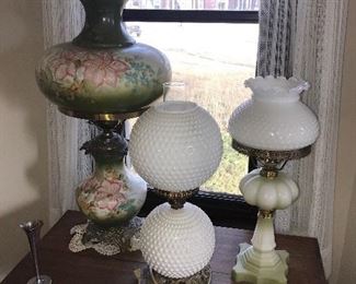 VINTAGE HURRICANE & FENTON LAMPS