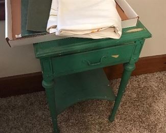 ANTIQUE GREEN SIDE TABLE