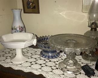 VINTAGE FOOTED CAKE STANDS 