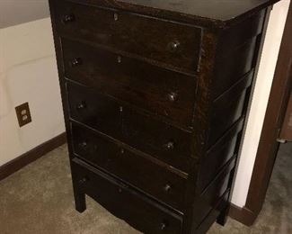 ANTIQUE PRIMITIVE FIVE DRAWER DRESSER