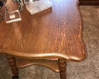 AMERICANA TIGER OAK BALL AND CLAW FEET  SIDE TABLE