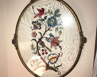 ANTIQUE FRAMED NEEDLEPOINT