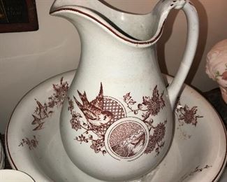 ANTIQUE PITCHER AND BOWL