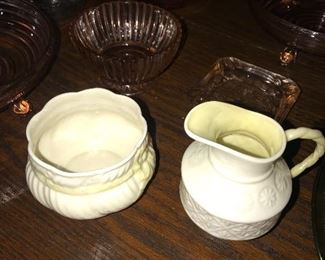 BELLEEK CREAM AND SUGAR