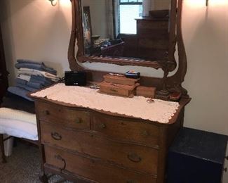 ANTIQUE DRESSER WITH MIRROR