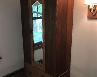 ANTIQUE MIRRORED WARDROBE / ARMOIRE 