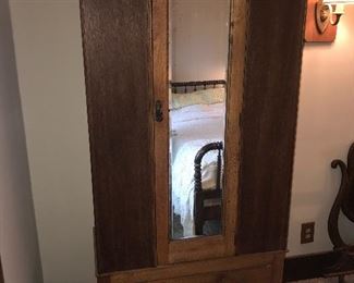 ANTIQUE MIRRORED WARDROBE / ARMOIRE 