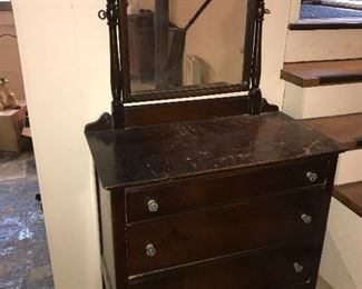 ANTIQUE DRESSER WITH MIRROR