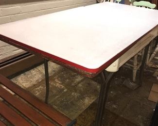 ANTIQUE METAL DINING TABLE