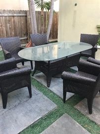 Outdoor patio set with six chairs