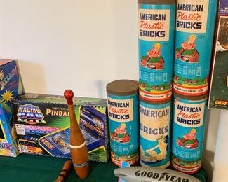 Vintage Toys - including several sets of American Plastic Bricks by HASLAM