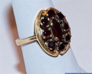 14k Gold Ruby Cluster