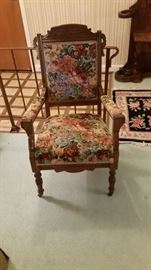Perfect Victorian carved side chair--on wheels!
