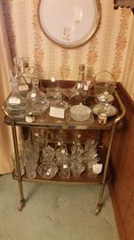 Mid-Century bar cart and glass ware