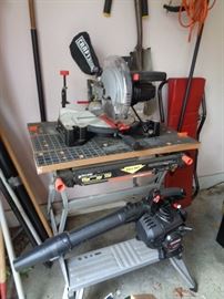 miter saw, gas blower