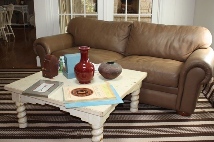 Leather sofa/ coffee table