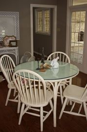 Wicker glass topped table