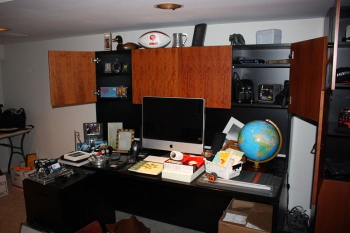 Great desk with file cabinet/ Apple computer