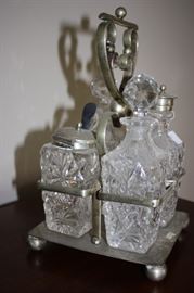 Cut glass cruet set