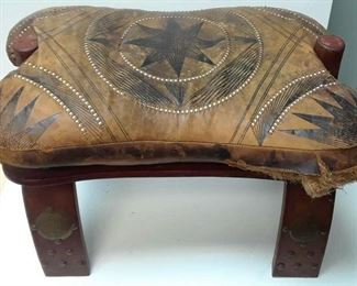 Vintage Egyptian Camel Foot Stool Ottoman Saddle Leather Wood LA6075 https://www.ebay.com/itm/113732698111