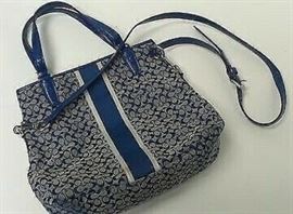 Blue Stripe Coach Purse STYLE No. M1381-F27024 LA6110 https://www.ebay.com/itm/123746734087