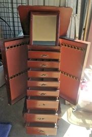 JEWELRY ARMOIRE SOLID WOOD 8 DRAWER 2 DOOR WITH MIRROR 41 INCHES TALL LA6152 https://www.ebay.com/itm/123750839259