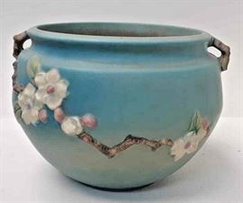 Roseville Pottery Apple Blossom Blue Jardiniere for 8"  Pedestal 302-8" LAQ0987 https://www.ebay.com/itm/113732698099