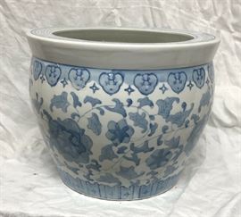 Blue and White Oriental Fishbowl Planter 14" Diameter LAQ0989 https://www.ebay.com/itm/113732698091
