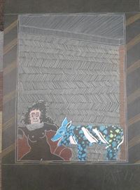 Chalk Art - Tired by Robert Rucker 1979 RM1774 https://www.ebay.com/itm/113732393922