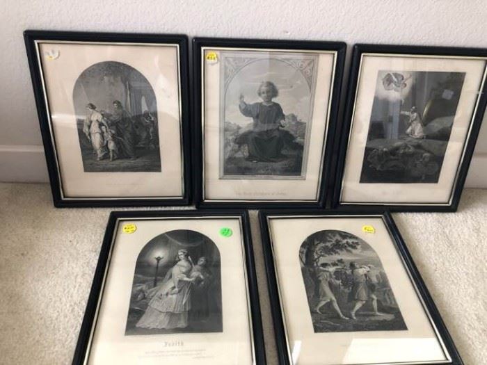 Five Serigraphs from 1873 Bible