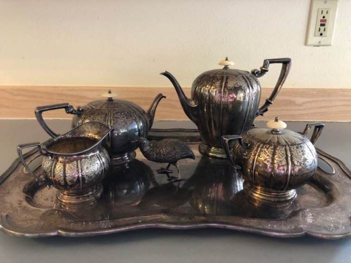 Roger Bros. Silverplated Pumkin Tea and Coffee Service