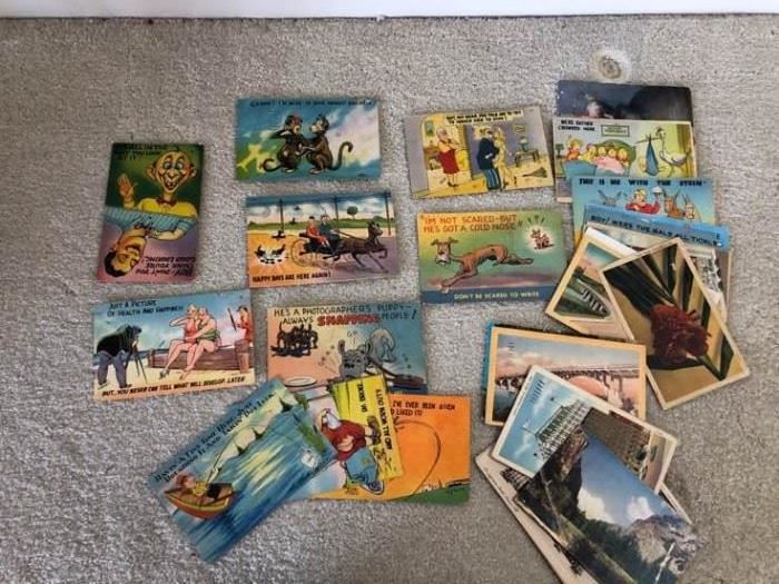 Vintage postcards of a comic style