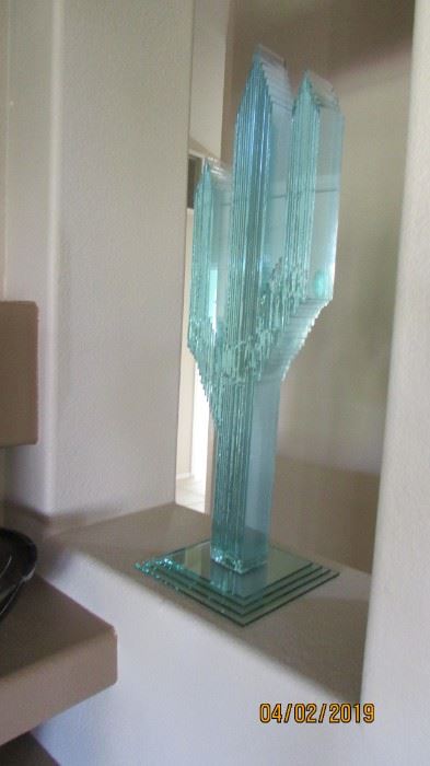 Saguaro glass cactus sculpture 3 ft tall
