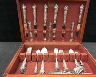 38 pieces of sterling silver. Low estimate $400