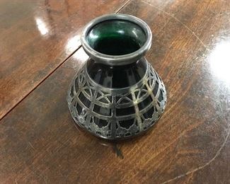 Loetz sterling overlay vase. Low estimate $200