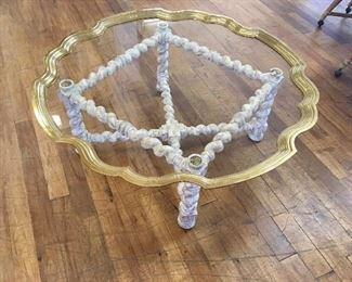 Brass & glass coffee table. Low estimate $100