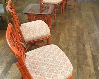 4 modern chairs & small table. Low estimate $200