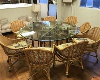 McGuire table & 8 chairs. Low estimate $600