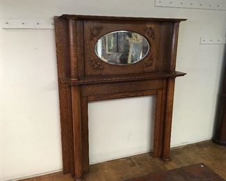 Oak fireplace mantle. Low estimate $500