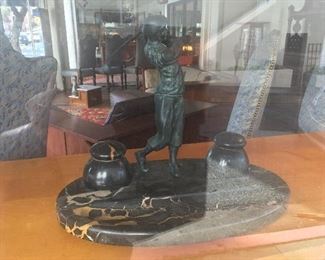 Bronze & marble golfer Low estimate $500