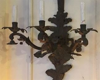 Pair of bronze sconces. Low estimate $200