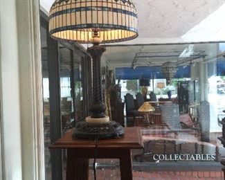 Leaded glass lamp. Low estimate $350