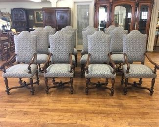 Set of 12 hand made chairs, made in Carmel California. Original purchase price was over $10,000 Low estimate $1000