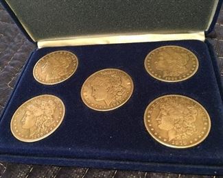 Morgan silver dollars 1879, 1883, 1884, 1890, 1921