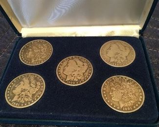 New Orleans Morgan silver dollars 1881, 1887, 1888, 1900, 1901