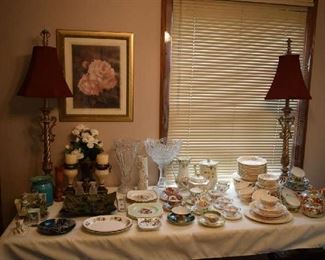 TEACUPS, TEA SET, DISH SET, DECOR, MATCHING LAMPS