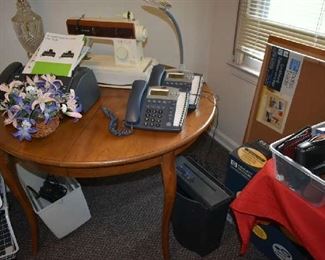 KITCHEN TABLE, SINGER SEWING MACHINE, FAX MACHINE, PHONES